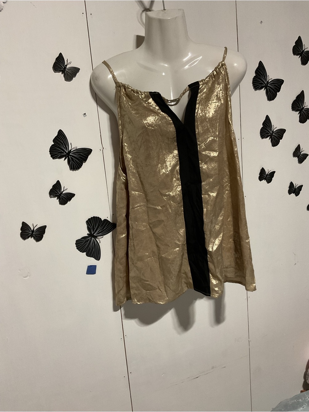 Gold and Black Satin Cami Top - Women
